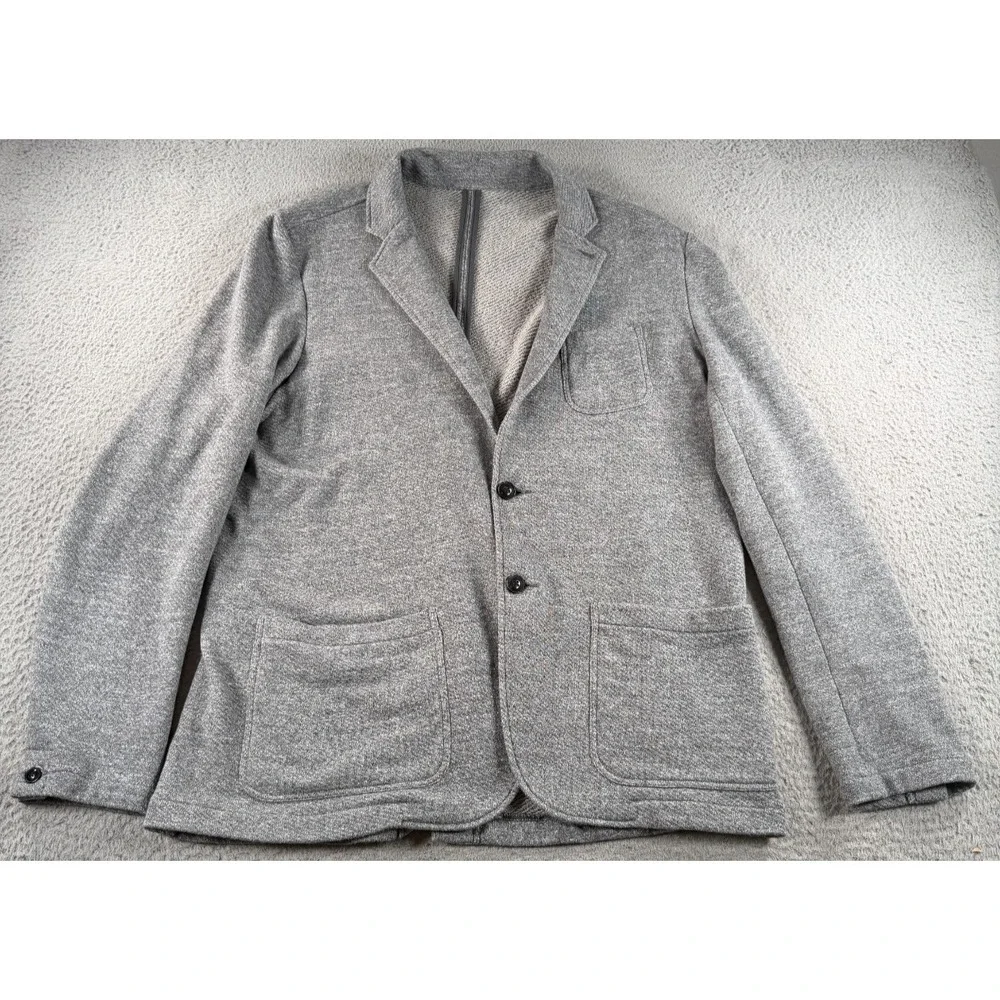 Faherty Inlet Knit Blazer Mens XL Gray Cotton Casual Sport Jacket Preppy